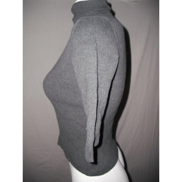 INC Womens Gray Ribbed Turtleneck Sweater 3/4 Split Sleeves Cotton Size Medium - Picture 4 of 5
